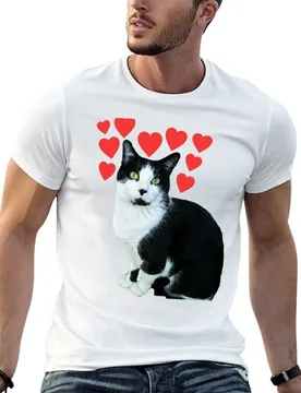 Black and White Cat T-Shirt man tshirt t shirt custom print t shirt man luxury T-shirt - Aliexpress - FashionsVida