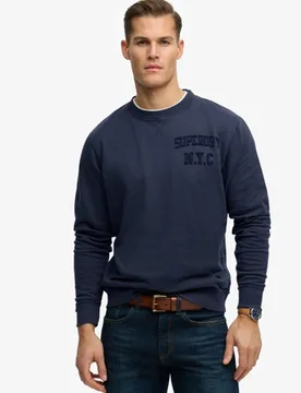 Superdry Herren Baumwolle Kreuzstich Detail Vintage Athletic Tonal Rundhals Sweatshirt, Marineblau - Größe: M - 79.99 - FashionsVida