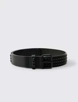 Herren PU-Gürtel Mit Mattem Finish Und Nieten Black Größe Medium - boohooMAN - FashionsVida