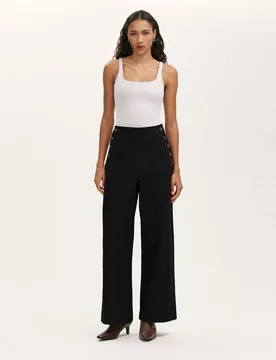 Pure Cotton Canvas Wide Leg Trousers Black female - Finery London - FashionsVida