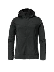 Giacca in pile da donna Milagle con cappuccio nero 46
