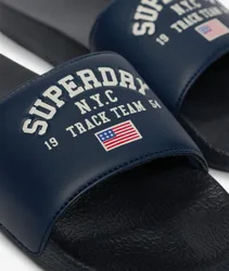 Superdry Damen Varsity Flag Pool Slides - Reguläre Passform Navy - Größe: 5-6