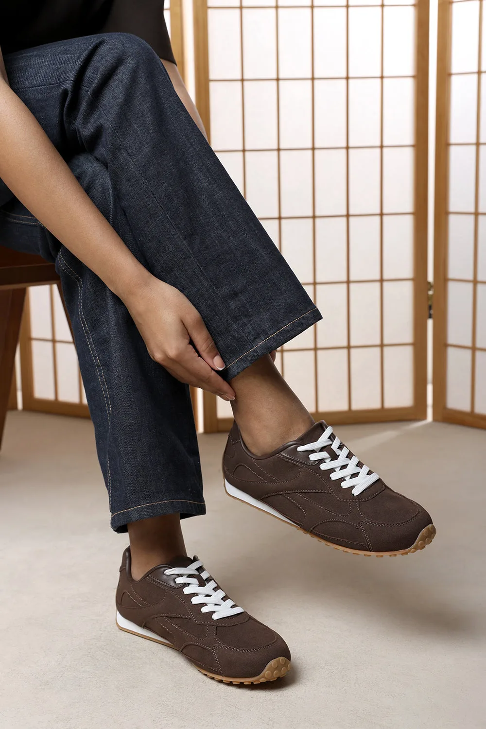 Womens Marleigh Suede Retro Runner Trainer - Brown - Size Uk 6 - Where's That From - FashionsVida