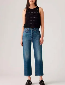Jeans Levi's® Ribcage blu stone washed in cotone stretch - Levis - FashionsVida