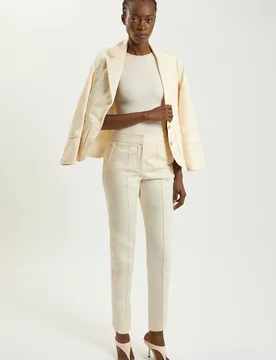 Binding Tab Detail Tailored Trousers - White - Size: 16 - Karen millen - FashionsVida
