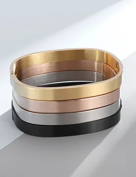 Stainless Steel Highly Polished Satin Bangles Men Women Square Bracelet for Couples Fashion Trendy Jewelry Gifts - Aliexpress - FashionsVida