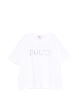 Embellished Logo T-Shirt - Girl's Short Sleeve Round Neck