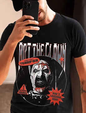 Warning Stickers Retro Horror Terrifier Art The Clown Killer Scary Halloween Gift T Shirt Short Sleeve Graphic clothes S-6XL - Aliexpress - FashionsVida