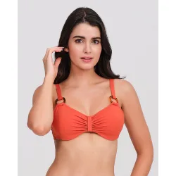 Top bikini mujer detalle anillas efecto fruncido