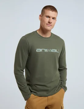 Classico Mens Long Sleeve Tee - Green - Green - Size: XS - Animal - FashionsVida