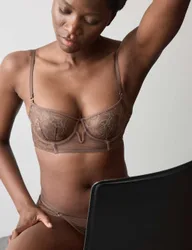 Savannah Lace Wired Longline Balcony Bra (A-E) Medium Brown female