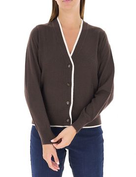 Cardigan scollo a V MARRONE S
