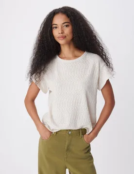 Camiseta de mujer de punto calado con corte cruzado en la espalda - IKKS - FashionsVida