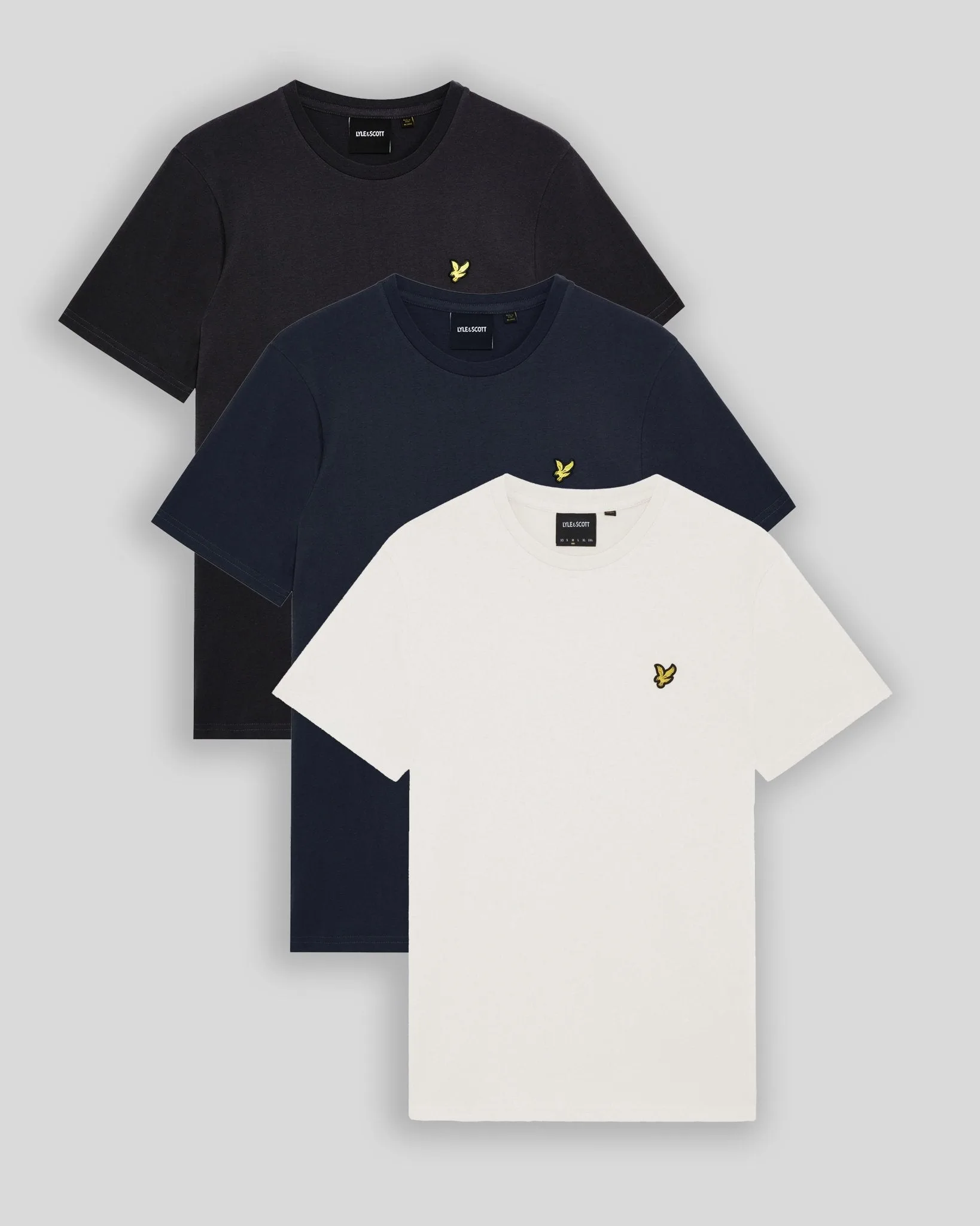 Men's Everyday Lightweight 3-Pack T-Shirt Saddle/ White Out/ Carbon - Lyle & Scott - FashionsVida