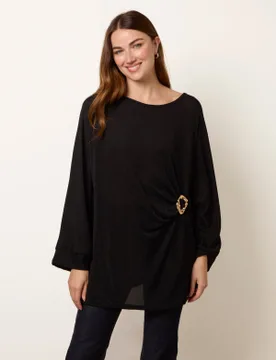 Buckle Metallic Top - ONE / BLACK/BLACK - female - Blue Vanilla - FashionsVida