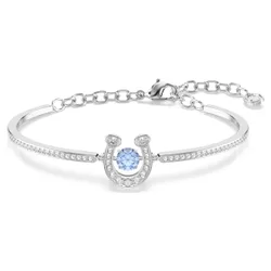 Bracciale rigido Symbolica, Taglio tondo, Pavé, Ferro Di Cavallo, Blu, Placcato rodio OS