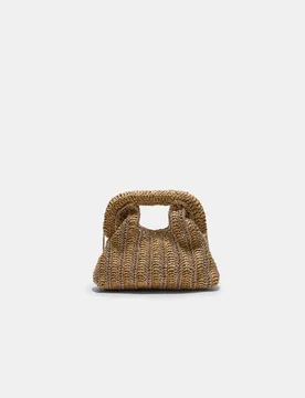 Metallisierte Raphia-Beuteltasche Ecru OS - Stradivarius - FashionsVida
