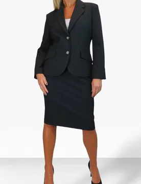 Women's 2 Piece Tailored Skirt Suit in Black Size: 12 - Black - Size: 12 - Paulo Due - FashionsVida