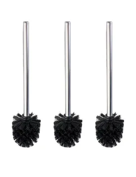 WC-Bürste mit Edelstahlstiel „Glänzend“ 3er Set Schwarz - WENKO - FashionsVida