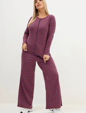 Women's Drawstring Stripe Trouser in Red Size: 20 - Red - Size: 20 - Yours - FashionsVida