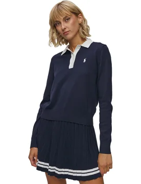 Polo Cotton Blend, langarm, navy s - Ralph Lauren - FashionsVida