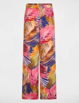 Pantalones rectos de mujer fluidos con estampado floral - Morgan - FashionsVida