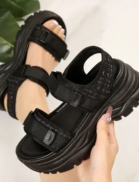 Nuevas sandalias deportivas de verano, zapatos de playa casuales, plataforma con suela gruesa, tacón alto, suela blanda y aumento de altura - Shein - FashionsVida
