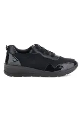 Sneaker Nera con Lacci e Inserti in Effetto Vernice MINB302 37