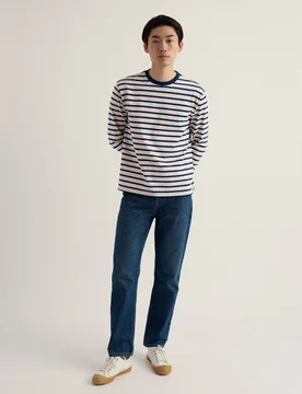 Pure Cotton Striped Crew Neck Top Navy Mix male - Seasalt cornwall - FashionsVida