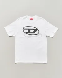 T-shirt bianca mezza manica in cotone con logo doval doppio