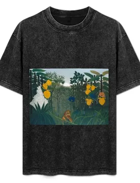 The Repast of the Lion by Henri Rousseau, 1907 T-Shirt Plus Size Simple Casual Top - Aliexpress - FashionsVida