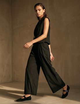 Pantaloni culotte con viscosa - nero