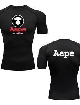 Men Aape Logo Compression Short Sleeve T-shirt Quick Dry Breathable Sports Tee Gym Running Basketball Workout Elastic Baselayer - Aliexpress - FashionsVida