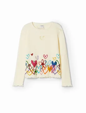 T-shirt découpe cœurs WHITE 3/4 female - Desigual - FashionsVida