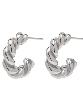 Stainless Steel PVD Gold Plated Tarnish Waterproof Silver ColorTwist CC Hoop Earrings For Woman Jewelry Wholesale - Aliexpress - FashionsVida
