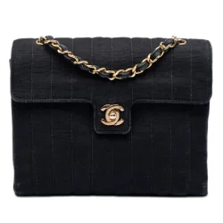 CC Vertical Quilted Nylon Grosgrain Single Flap