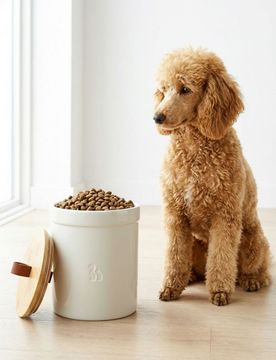 Contenitore rotondo per cibo per animali con coperchio - grigio chiaro