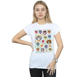 Coco Heads Pattern Cotton T-Shirt - White - Size: XL