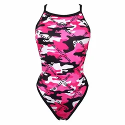 Revolution Camo Letters Swimsuit Pink S Women