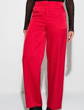 Pantaloni satinati a gamba larga - rosso