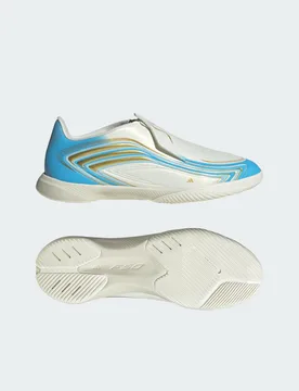 Scarpe da calcio F50 Messi League Laceless Indoor Bambini 34 Ivory / Semi Blue Burst / Icey Blue - Adidas - FashionsVida