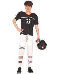 American Football-Kostüm für Teenager schwarz-weiß-rot