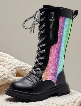 Girls Rainbow Knee High Boots 2026 Fall Winter New Flat Long Boots for Kids Students Colorful Pull On Boots Non-Slip Soft Sole - Aliexpress - FashionsVida