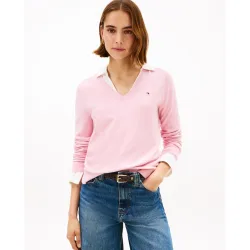 Jersey de mujer de punto con cuello de pico
