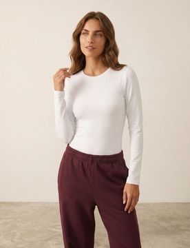 Body in cotone a maniche lunghe - bianco