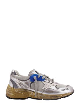 Women's Leather & Canvas Running Dad Sneaker with Side Star and Rubber Sole