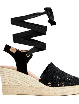 Espadrillas Con Zeppa 2677 Mari Bolillo Black EU 41 - Castell - FashionsVida