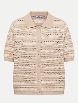 Cardigan mit Polokragen Beige S - CECIL - FashionsVida