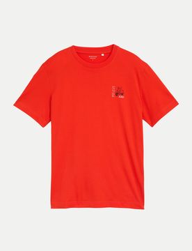 T-Shirt mit Print auf der Brust Rot M
