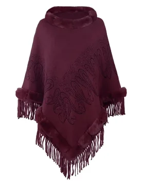Fur Collar Winter Shawls And Wraps New Cape Print Tassel Coat Women Winter Lady Ponchos Capes Red Cloak - Aliexpress - FashionsVida